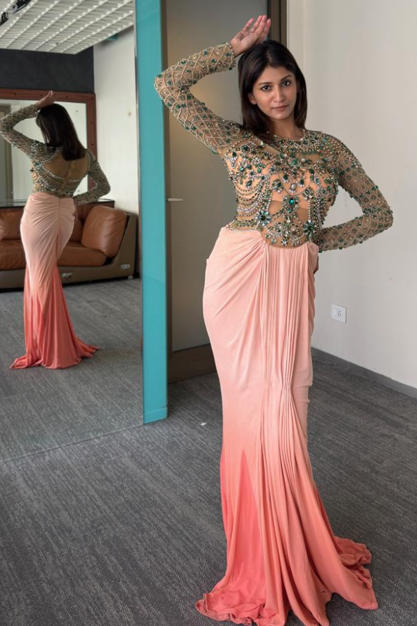 Monisha Jaising Glamorous Ombre Embellished Gown