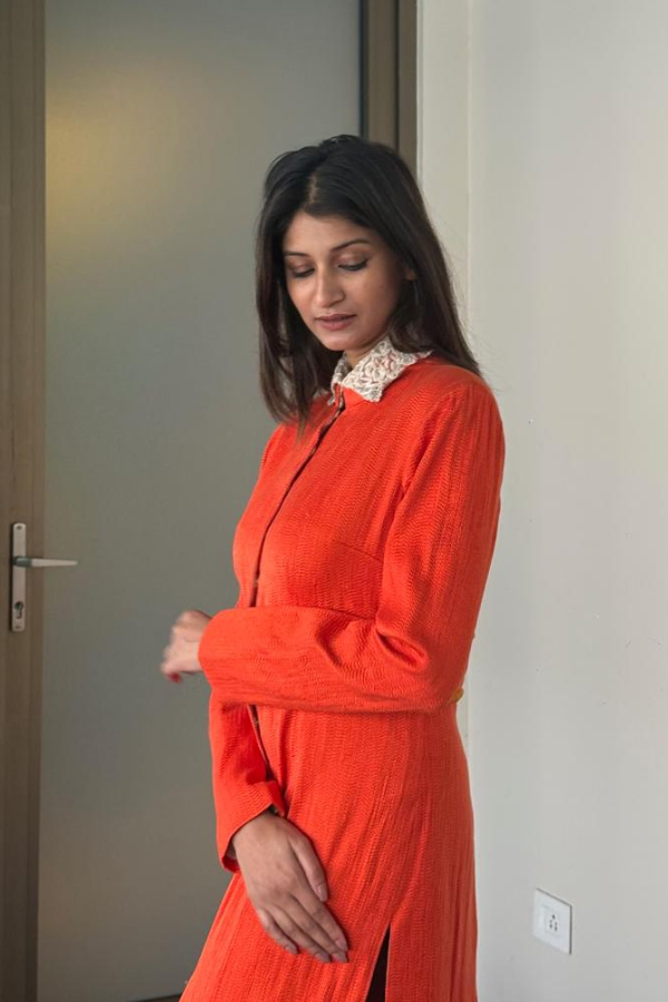 Anamika Khanna Contemporary Orange Structured Dress