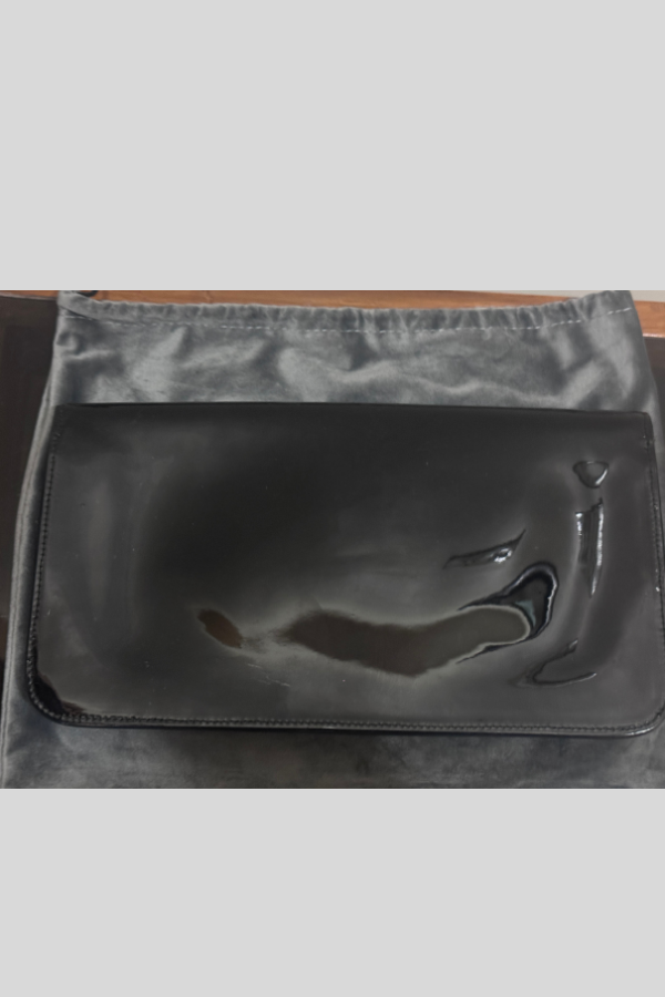 Gucci Black Patent Leather Horsebit Clutch