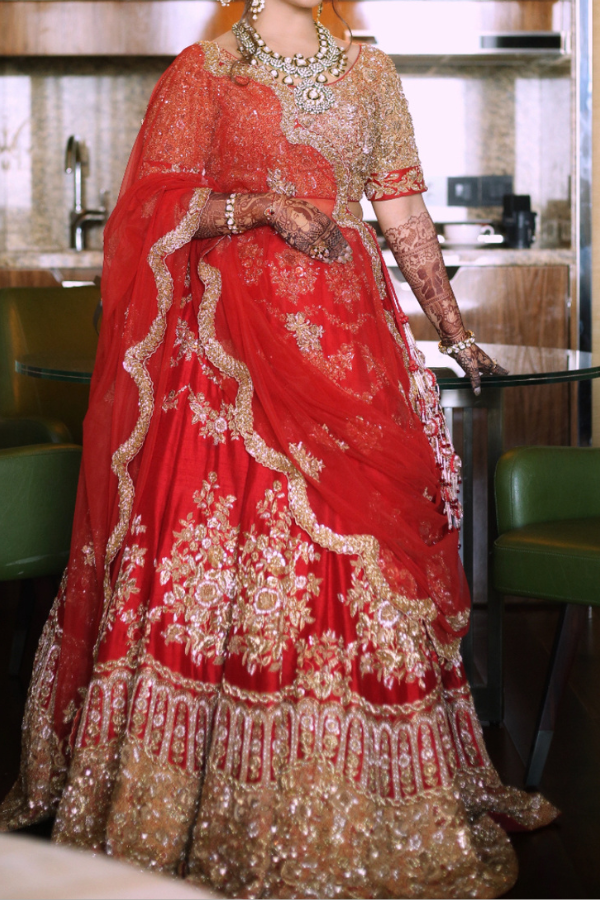 Shyamal & Bhumika Red Embroidered Bridal Lehenga Set