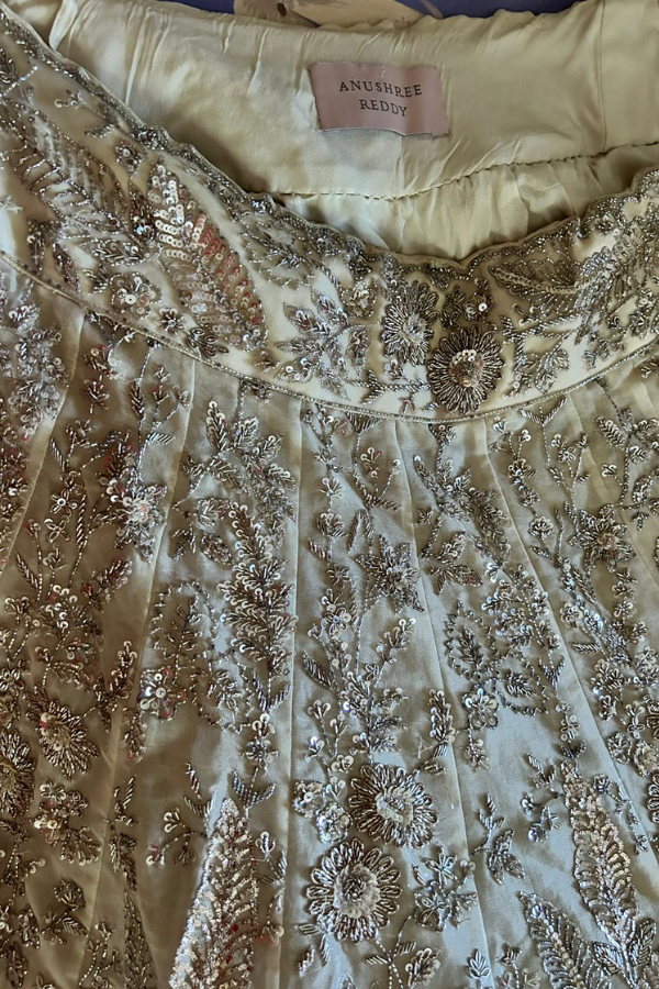 Anushree Reddy Ivory Embellished  Lehenga