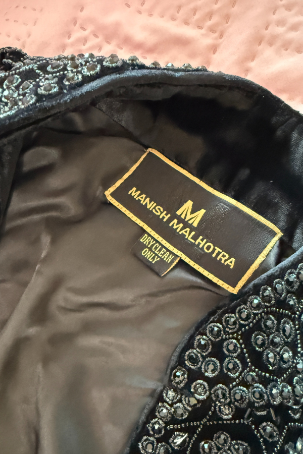 Manish Malhotra Black Embellished Sherwani Set