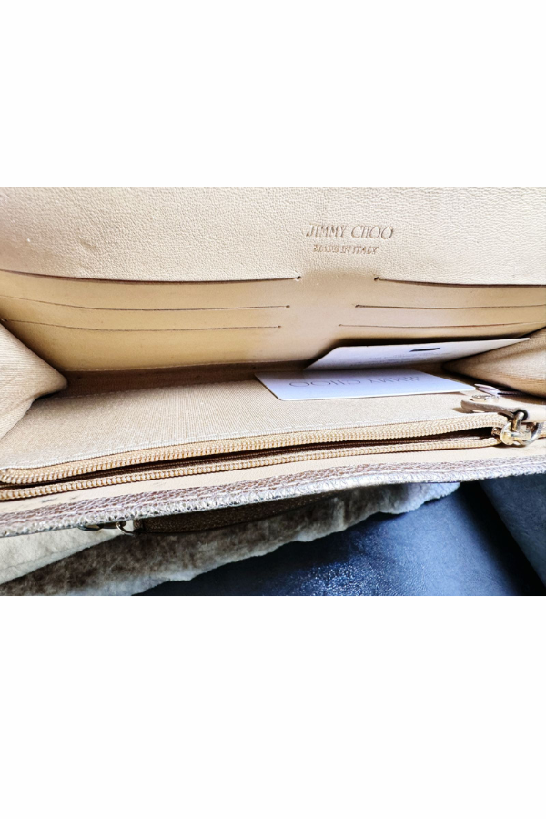 Jimmy Choo Gold Lame Glitter Riane Clutch