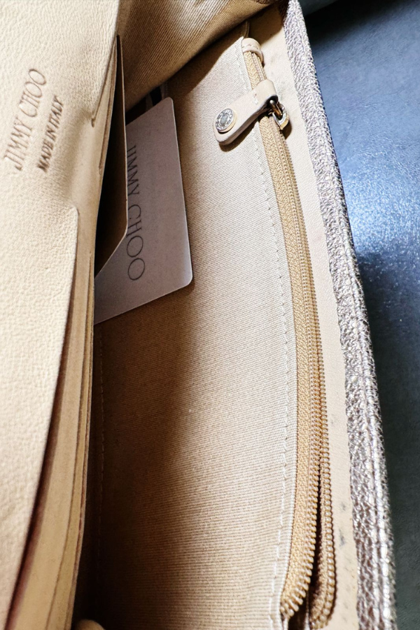 Jimmy Choo Gold Lame Glitter Riane Clutch