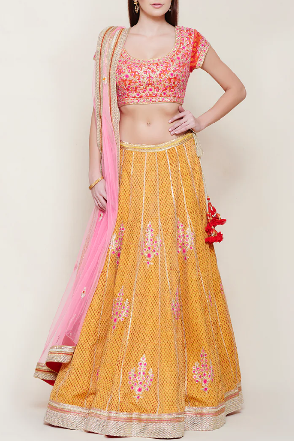 Shyam Narayan Prasad Block Printed Lehenga Set