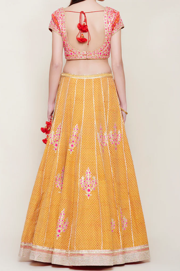Shyam Narayan Prasad Block Printed Lehenga Set