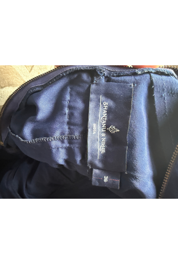 Shantanu & Nikhil Navy Gold Embellished Gown