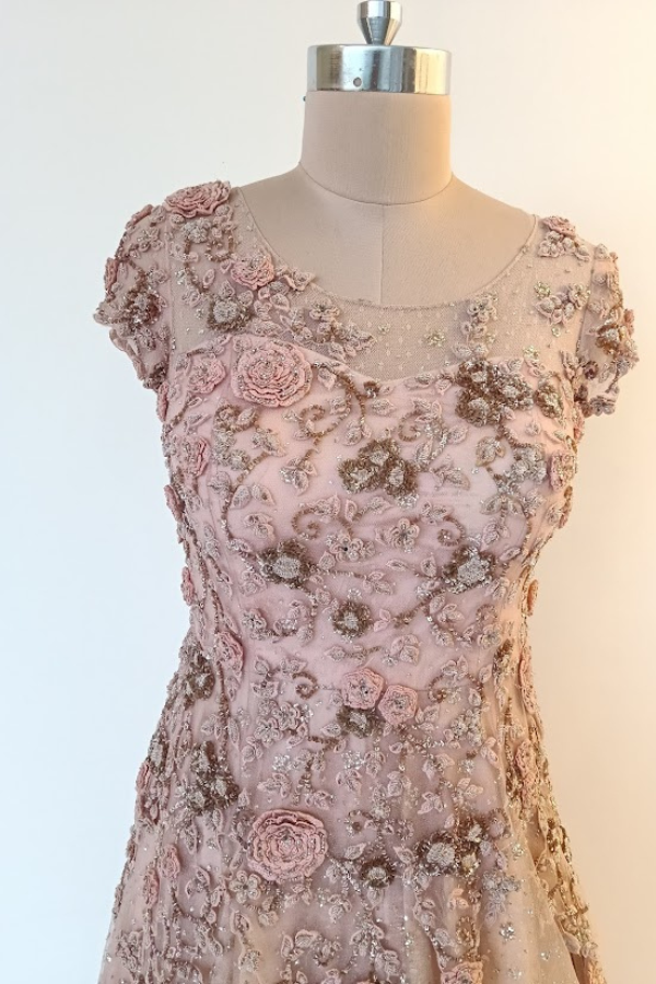 Dolly J Peach Embellished Gown