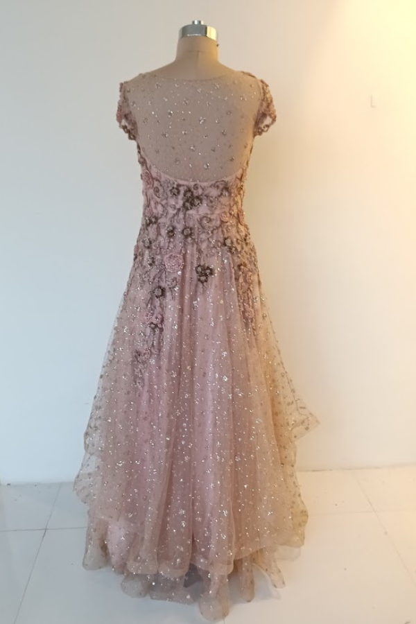 Dolly J Peach Embellished Gown