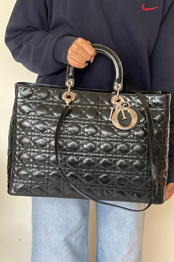 Christian Dior Cannage Lambskin Large Lady Dior Shoulder Bag