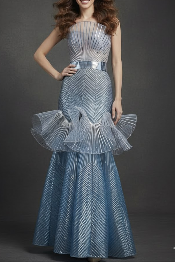 Amit Aggarwal Ice Blue Tulle Gown
