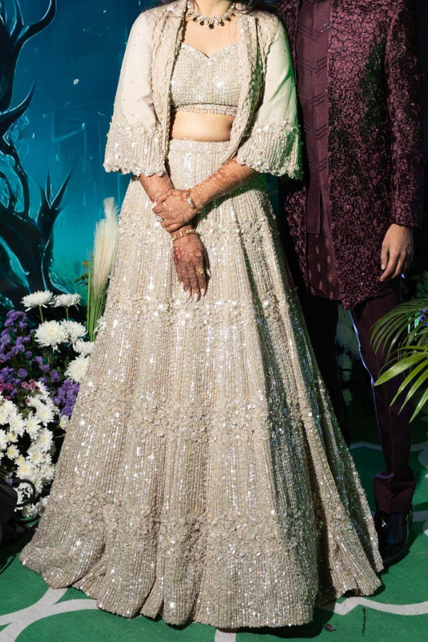 Seema Gujral Champagne Sequin Lehenga Set