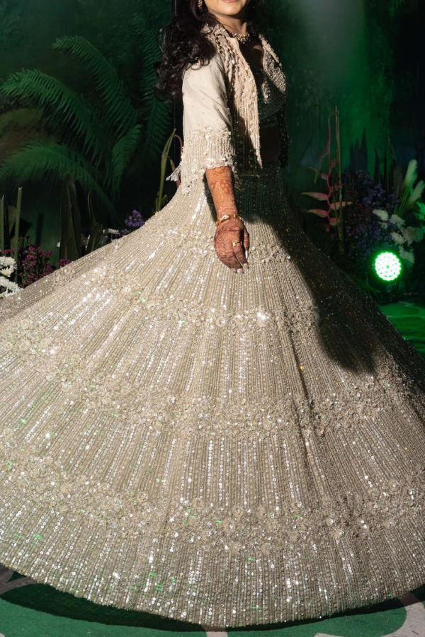 Seema Gujral Champagne Sequin Lehenga Set