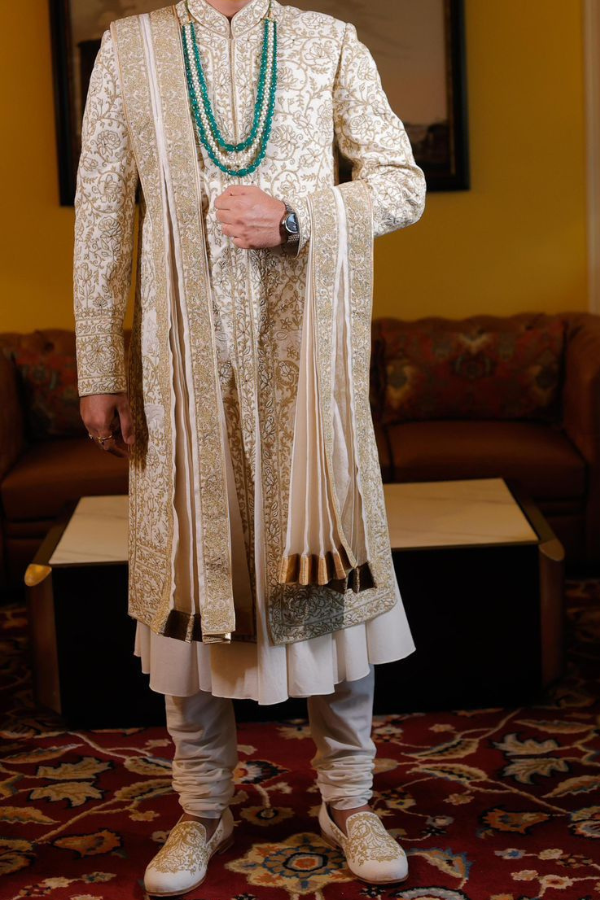Rohit Bal Ivory Embroidered Sherwani Set