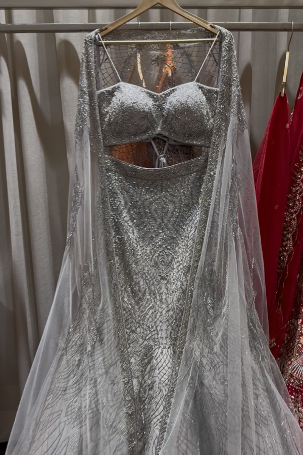 Rachit Khanna Embroidered Fish Cut Lehenga Set