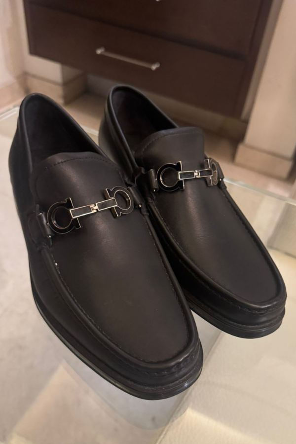 Salvatore Ferragamo Black Leather Moccasin UK 6