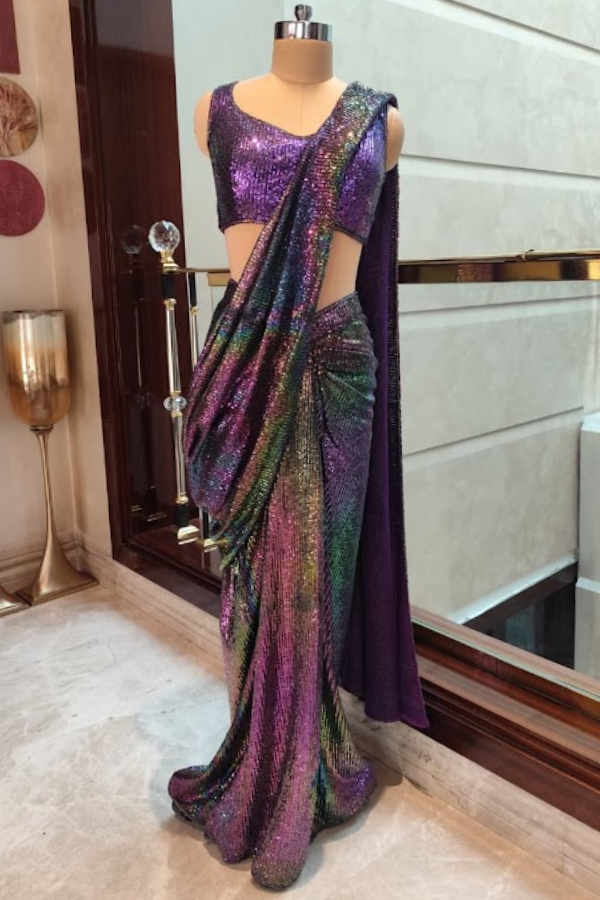 Manish Malhotra Multicolor Draped Saree