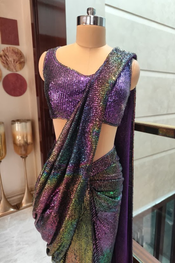 Manish Malhotra Multicolor Draped Saree