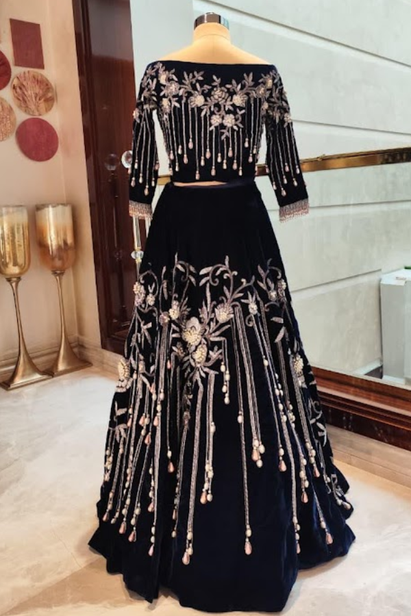 Manish Malhotra Midnight Blue Embellished Lehenga Set