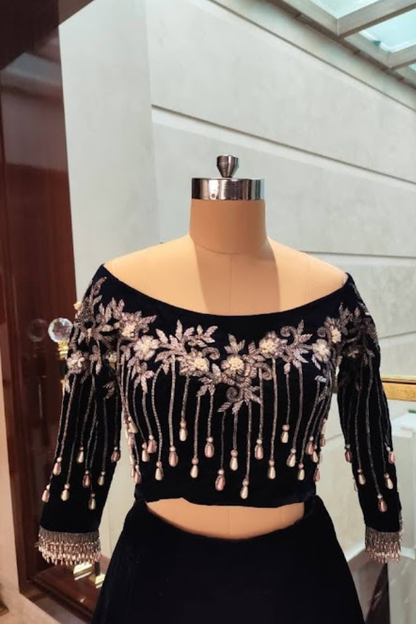 Manish Malhotra Midnight Blue Embellished Lehenga Set