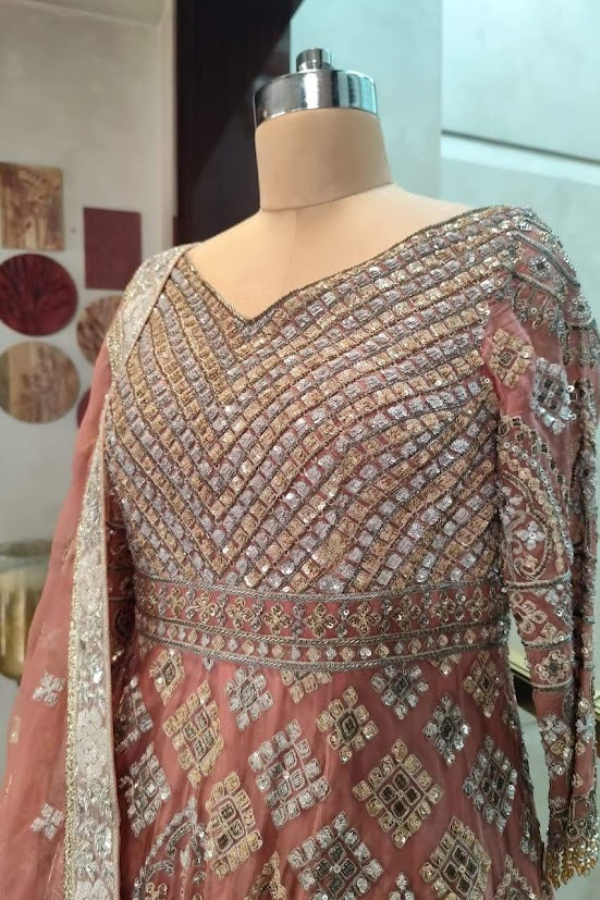 Manish Malhotra Pink Heavy Embroidered Anarkali Set