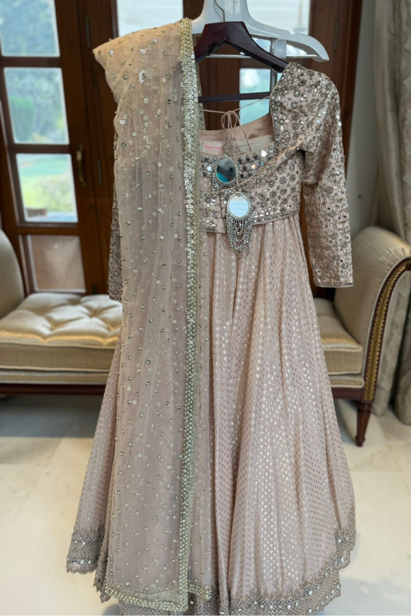 Abhinav Mishra Blush Mirror-Work Lehenga Set