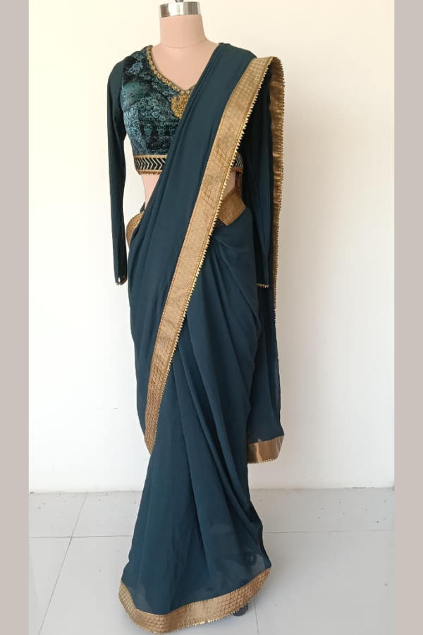 JJ Valaya Teal Saree