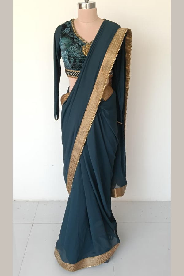 JJ Valaya Teal Saree