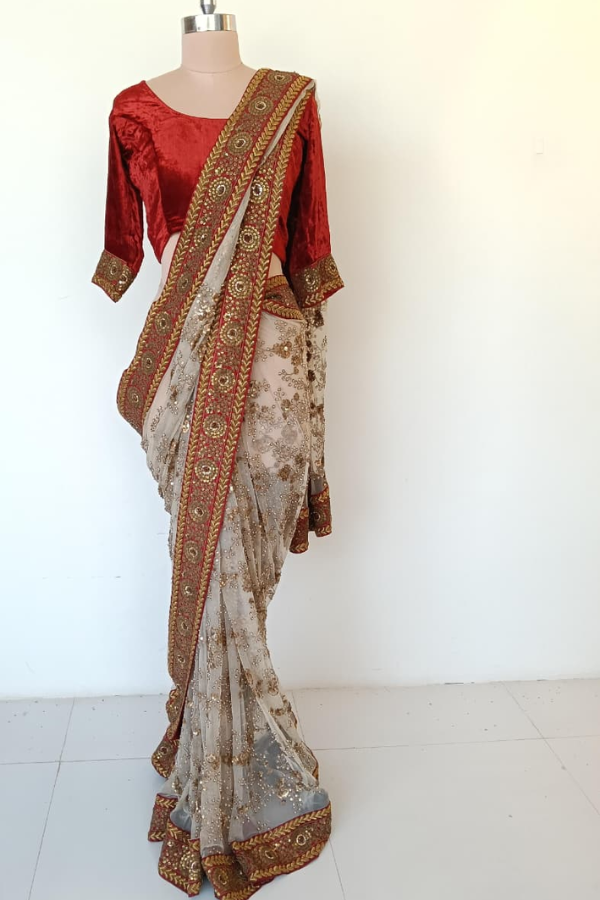 Sabyasachi Vintage Embroidered Net Saree Set