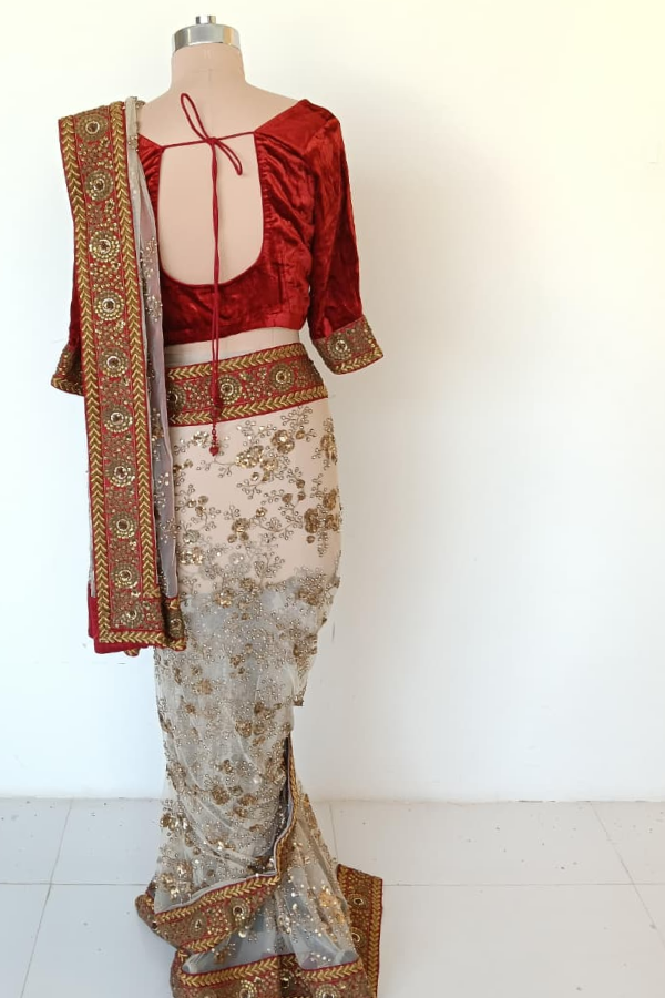 Sabyasachi Vintage Embroidered Net Saree Set