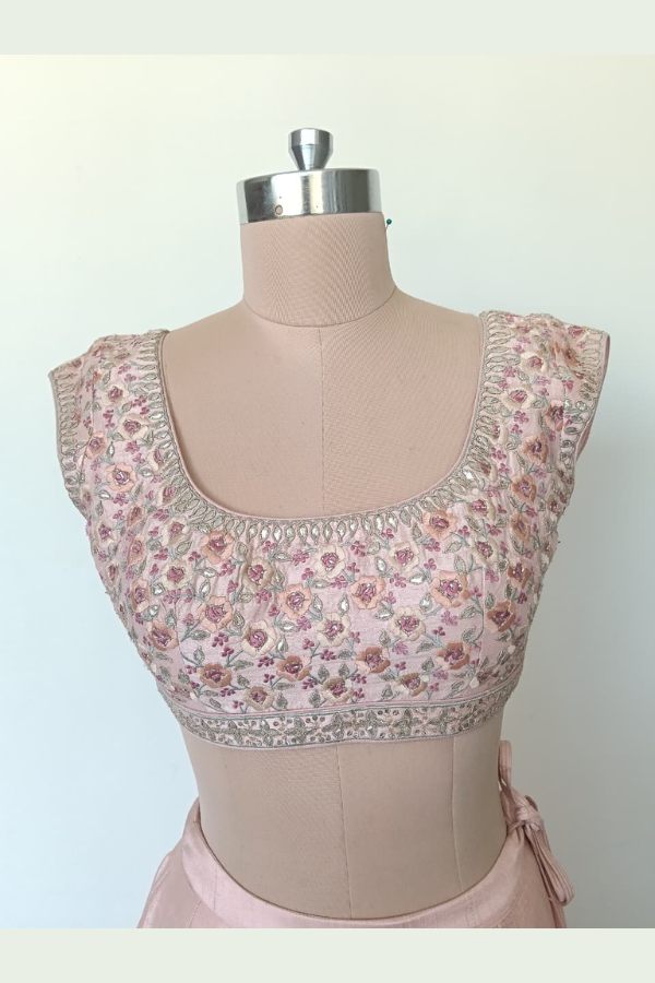 Anita Dongre Blush Pink Floral Embroidered Lehenga Set