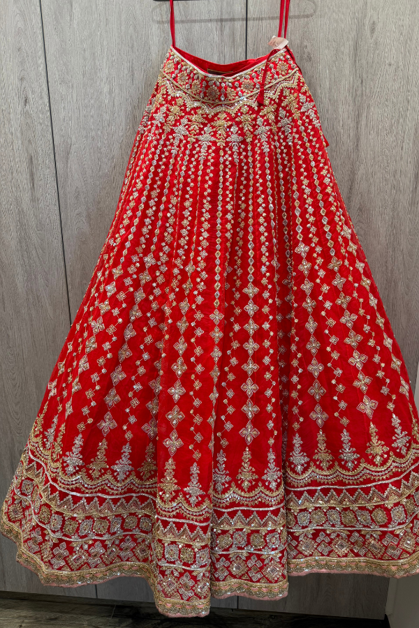 Manish Malhotra Scarlet Red Bridal Lehenga Set