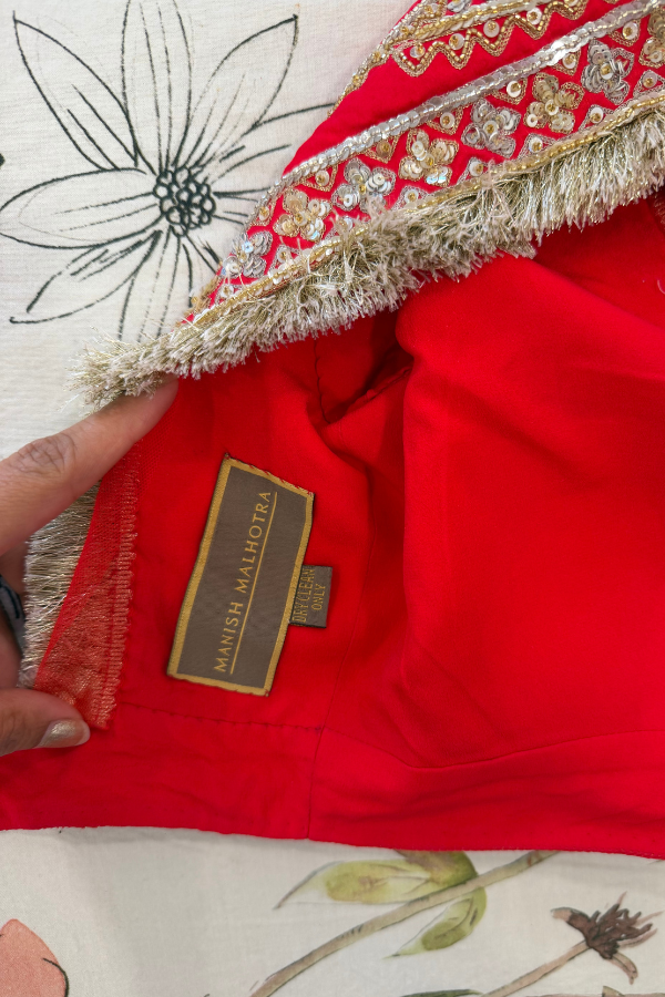 Manish Malhotra Scarlet Red Bridal Lehenga Set