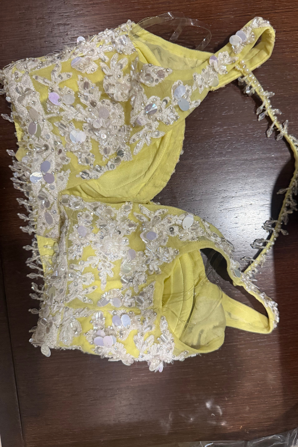 Seema Gujral Lime Yellow Floral Lehenga Set