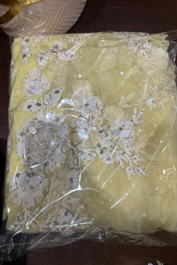 Seema Gujral Lime Yellow Floral Lehenga Set