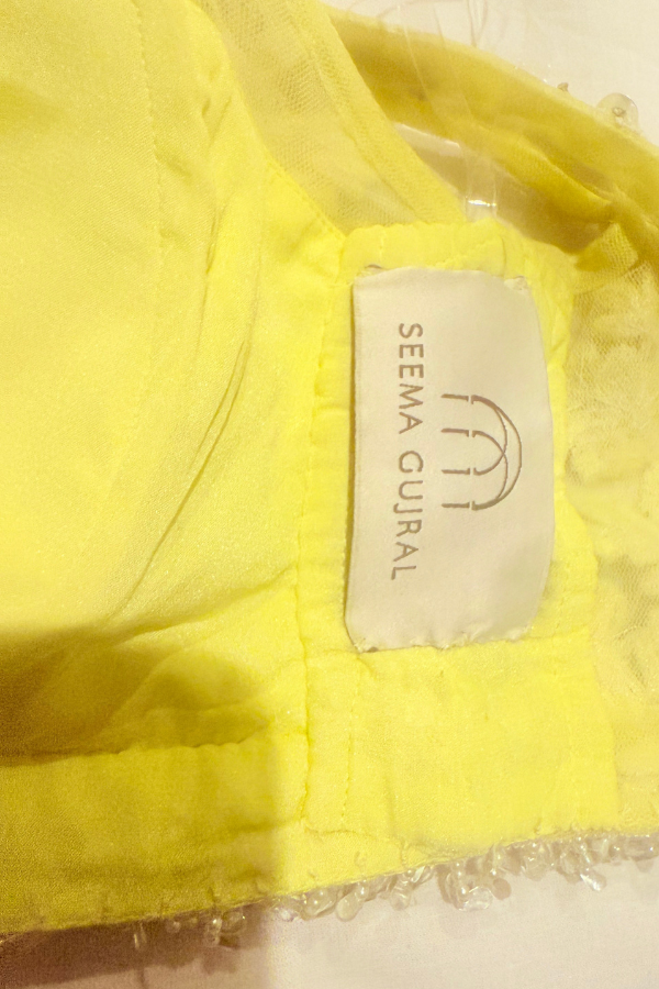 Seema Gujral Lime Yellow Floral Lehenga Set