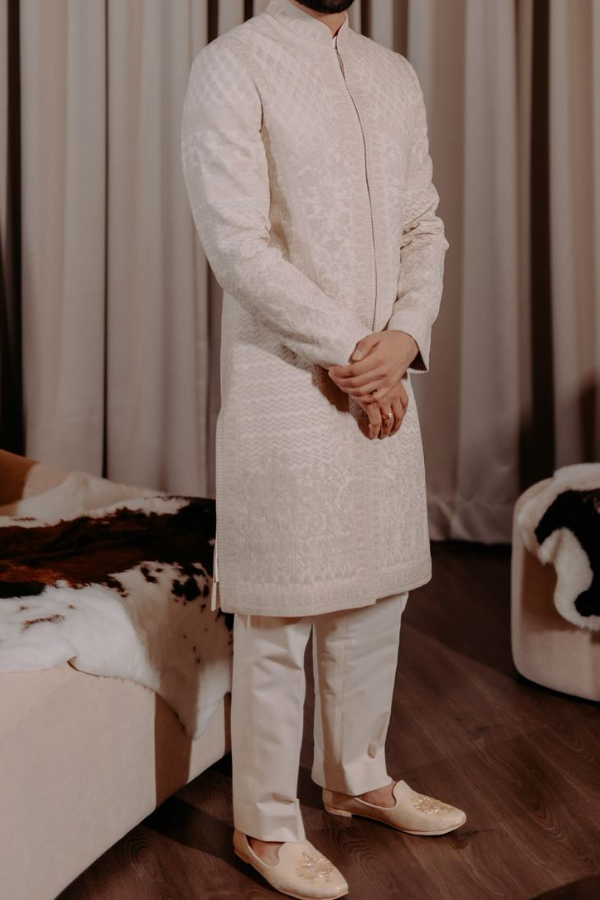 Rohit Bal Ivory Embroidered Sherwani Set