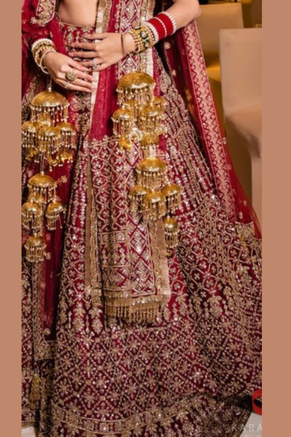 Manish Malhotra Deep Red Bridal Lehenga Set