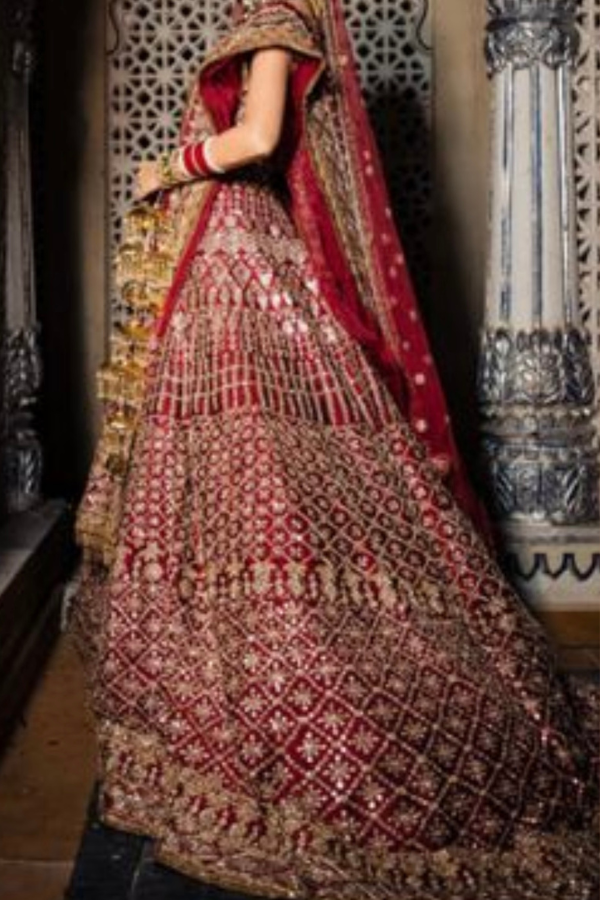 Manish Malhotra Deep Red Bridal Lehenga Set