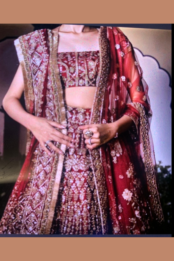 Manish Malhotra Deep Red Bridal Lehenga Set