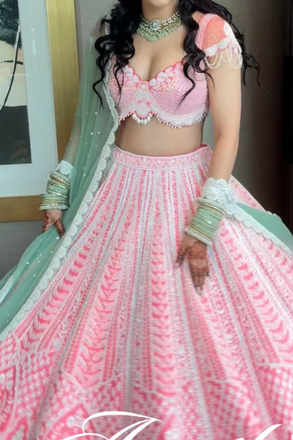 Rianta’s Pink Embroidered Lehenga Set