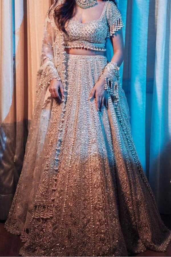 Seema Gujral Pearl-Embellished Lehenga