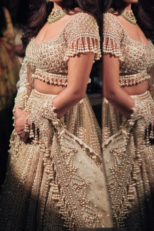 Seema Gujral Pearl-Embellished Lehenga
