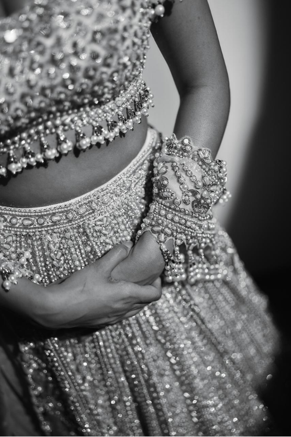 Seema Gujral Pearl-Embellished Lehenga