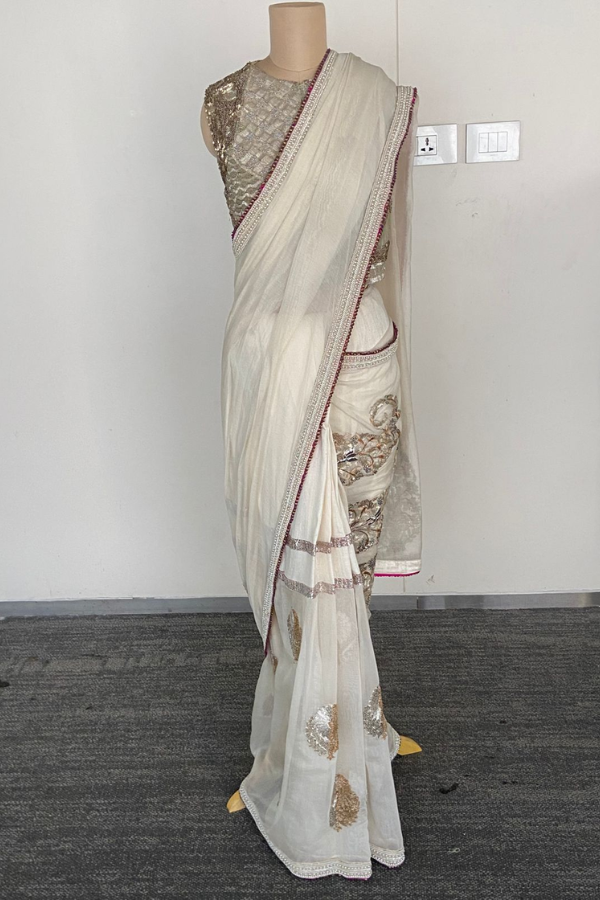 Anamika Khanna Ivory Embellished Saree Set