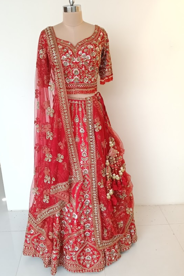 Kalighata Red Bridal Lehenga Set