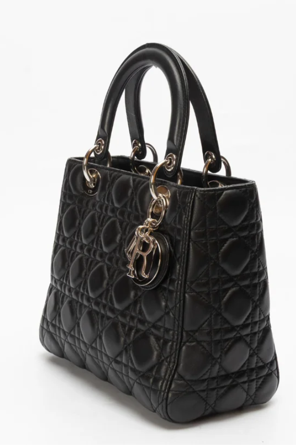 Dior Cannage Black Medium Lady Dior Satchel