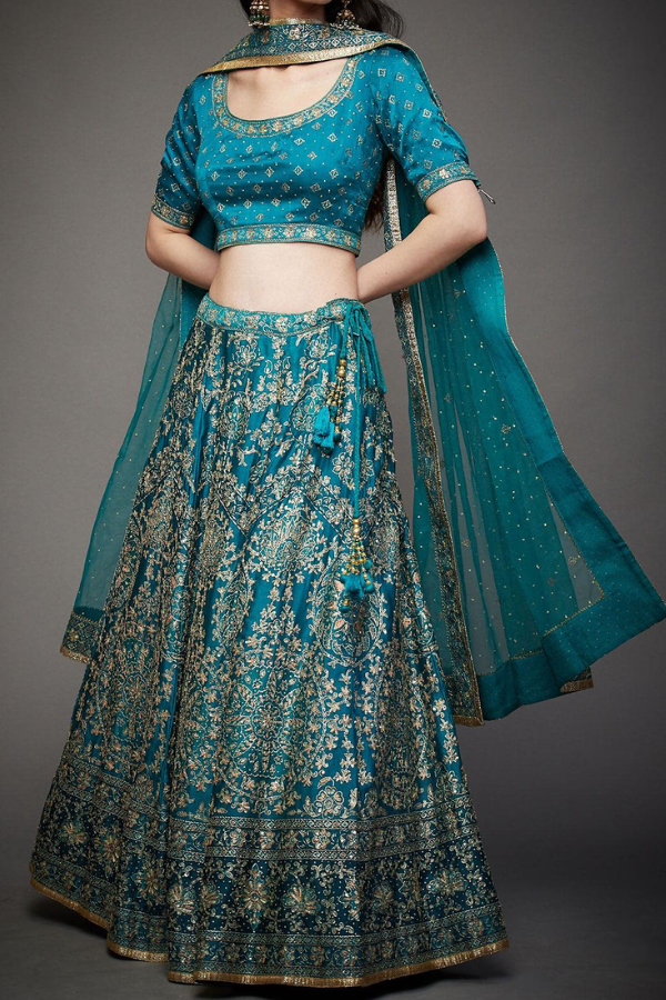 Ritu Kumar Emerald Usbeg Ari Lehenga Set