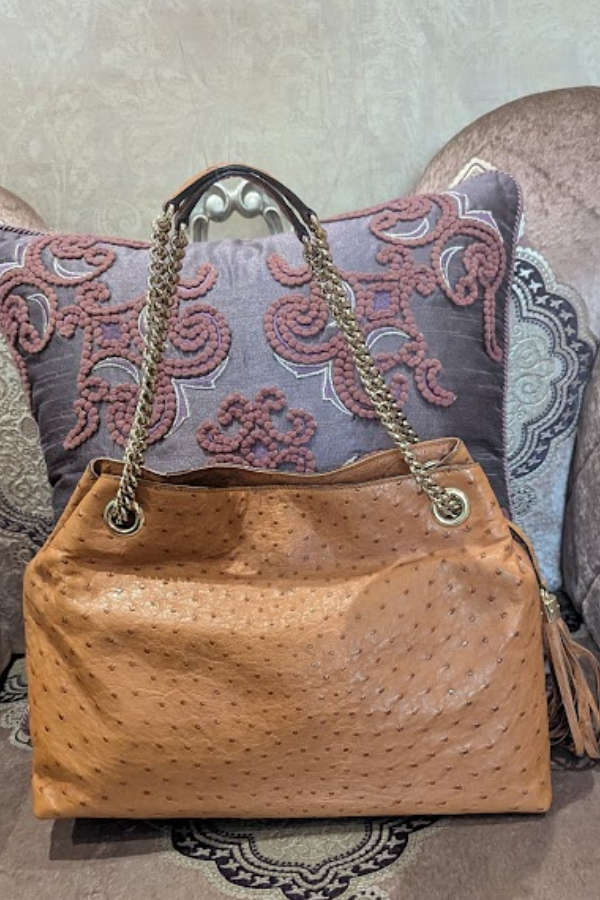 Gucci Ostrich Leather Soho Chain Shoulder Bag