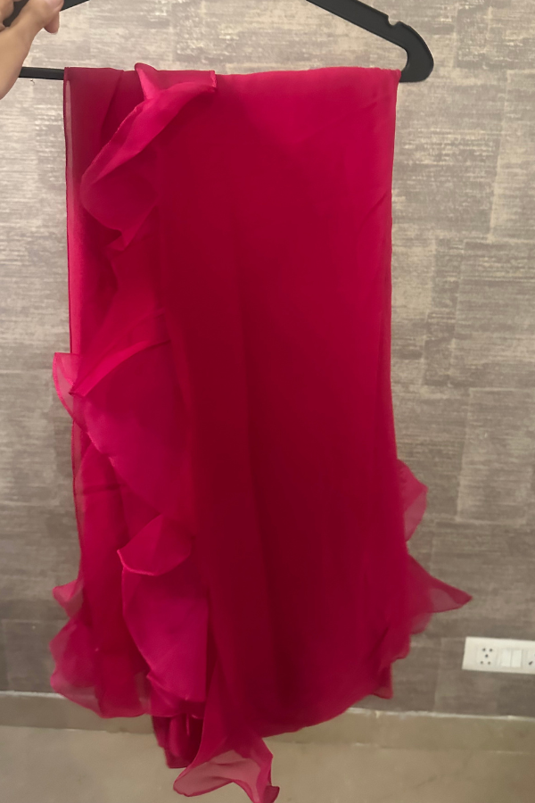 Ridhi Mehra Ruffled Pre-Draped Saree with Embellished Belt